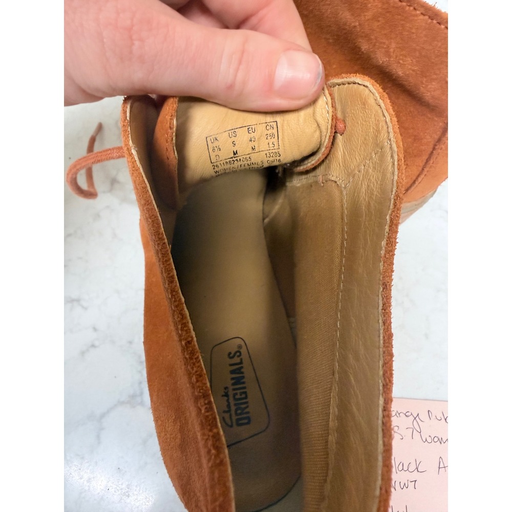 Clarks Originals Womens Rust Brown Suede Lace Up Desert Boots Block Heel Size 9 - Picture 5 of 7